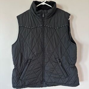 Cowgirl Up Black Quilted Vest with Stud Accents